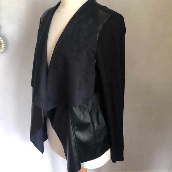Michael Kors Black Faux Leather & Suede open Blazer/cardigan Size Medium - Picture 5 of 12